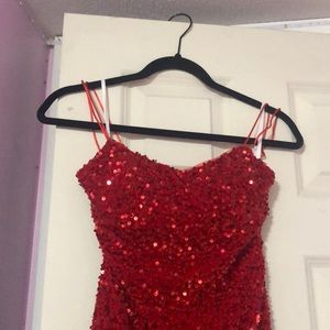 Red sparkly prom dress